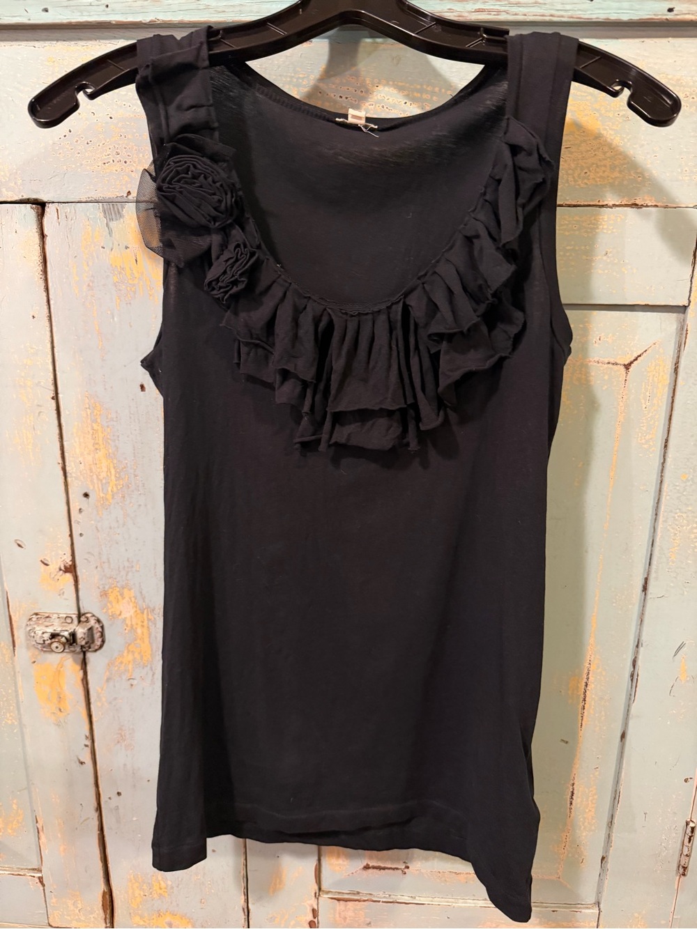 J. Crew Black Rosette Tank Top Like New - 100% Cotton